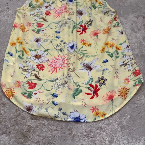 Dalia Yellow Botanical Floral Sleeveless Blouse Size Small - Picture 7 of 8